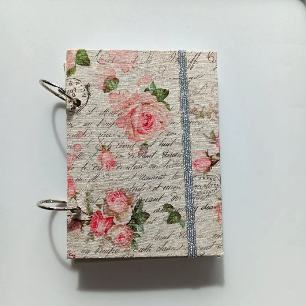 New Notepad Cardstock Hardcover Floral Metal Loop Bound 4.5